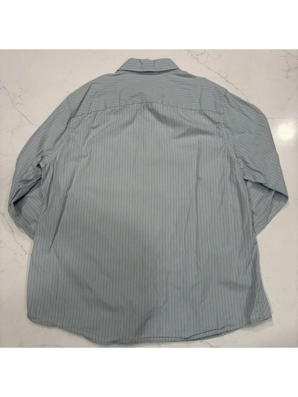 Banana Republic Standard Fit Stripe Button Down Shirt Sage Green White Men's L